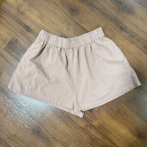 Free People Brown Cotton Shorts Loose Fit High Rise Casual Boho Lagenlook Sz L